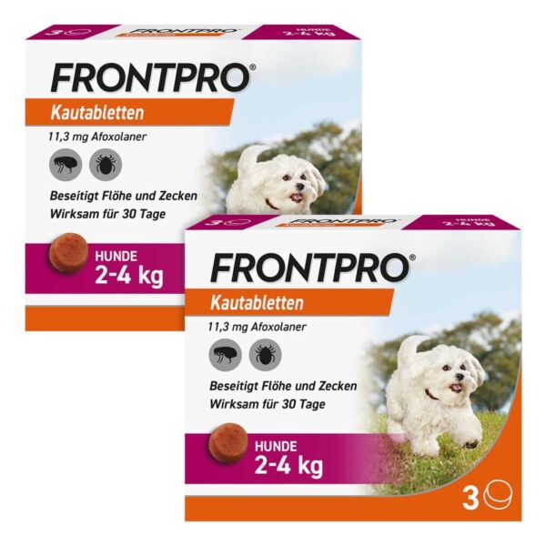 FRONTPRO Kautabletten für Hunde gegen Zecken & Flöhe 2-4 kg