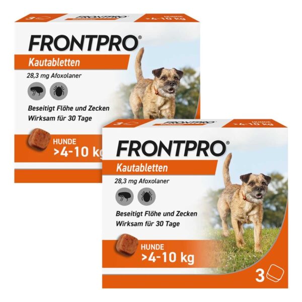 FRONTPRO Kautabletten für Hunde gegen Zecken & Flöhe 4-10 kg