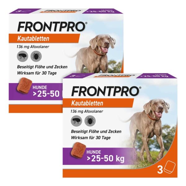 FRONTPRO Kautabletten für Hunde gegen Zecken & Flöhe 25-50 kg