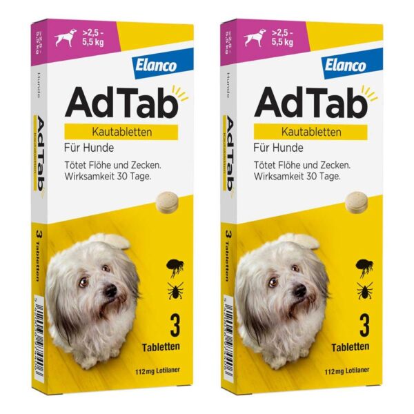 AdTab 112 Mg Kautabletten für Hunde >2,5-5,5 Kg